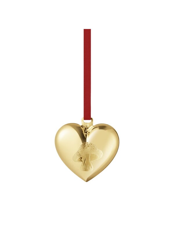 Weihnachtsdekoration, Ornament 2023, Sammlerstück, Herz, vergoldetes Messing, Gold