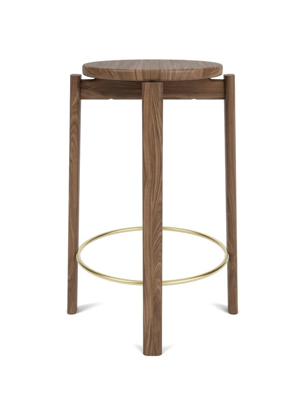 Bar stools & chairs, Passage bar stool, 75 cm, walnut - brass, Brown