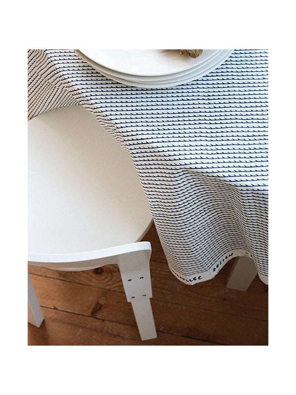 Artek fabrics, Rivi acrylic coated fabric, 145 x 300 cm, white - blue, Light blue