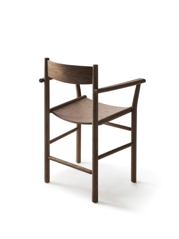 Dining chairs, Akademia Armrest chair, lacquered smoked oak, Brown