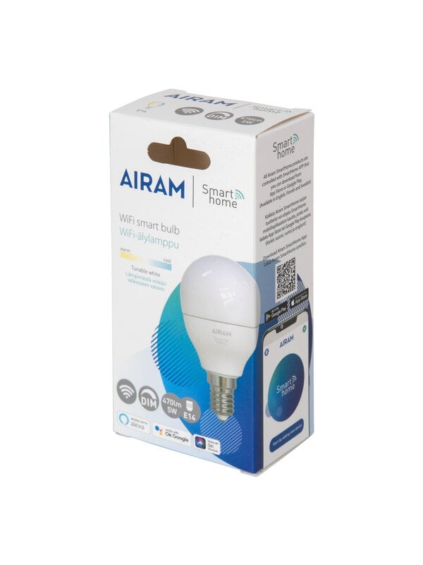Light bulbs, SmartHome WiFi LED bulb P45, E14 5W 470lm 2700-6500K, opal, White