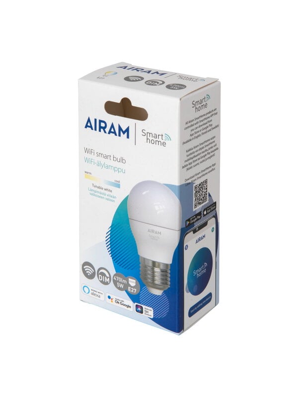 Light bulbs, SmartHome WiFi LED bulb P45, E27 5W 470lm 2700-6500K, opal, White