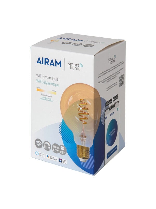Light bulbs, SmartHome WiFi LED bulb G95, E27 5,5W 350lm 1800-3000K, amber, Transparent