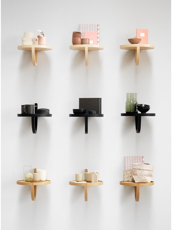 Wall shelves, Archetto shelf, lacquered oak, Natural