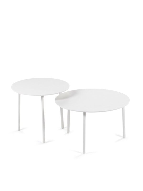 Tables de jardin, Table d'appoint August, 50 cm, sable, Blanc