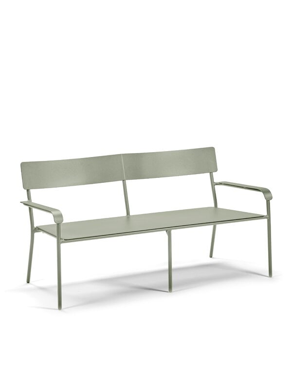Outdoor benches, August 2-seater bench with backrest, green, Green