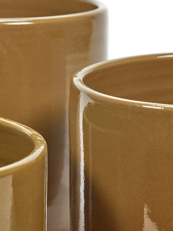 Vasi per erbe/fiori, Vaso Glazed Shades, giallo senape, Marrone