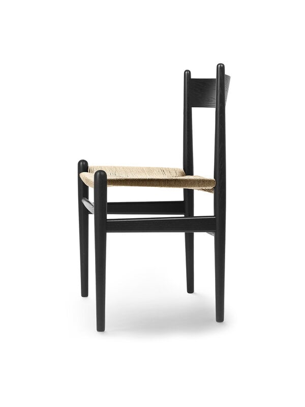 Dining chairs, CH36 chair, black - natural cord, Black