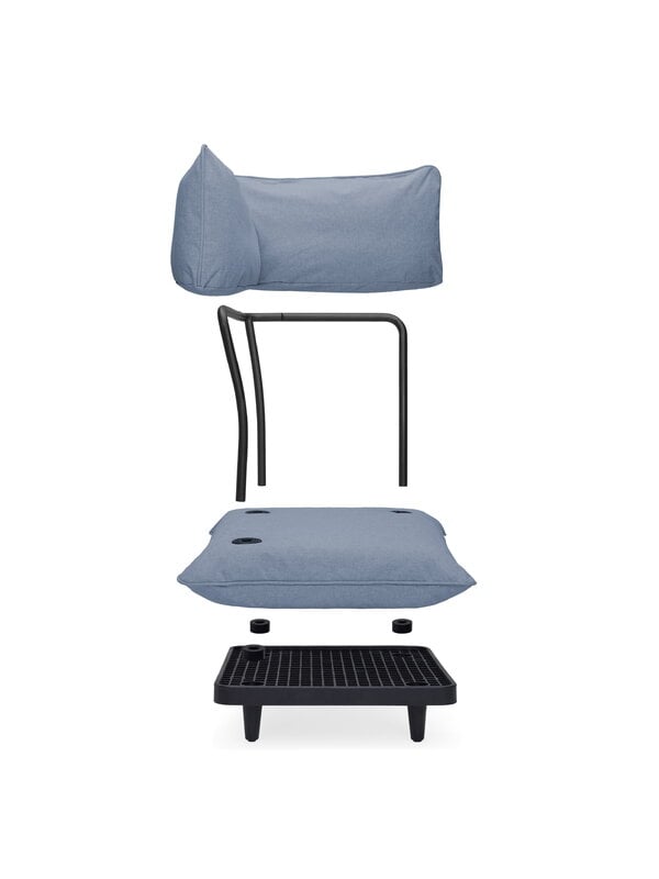 Fauteuils lounge de jardin, Siège d’angle Paletti, storm blue, Bleu clair