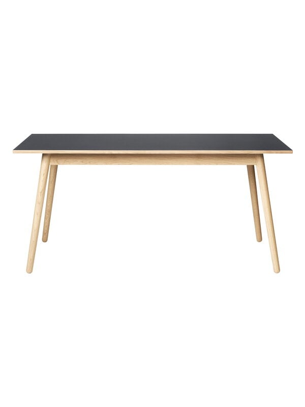 Dining tables, C35B dining table, 160 x 82 cm, oak - black linoleum, Black