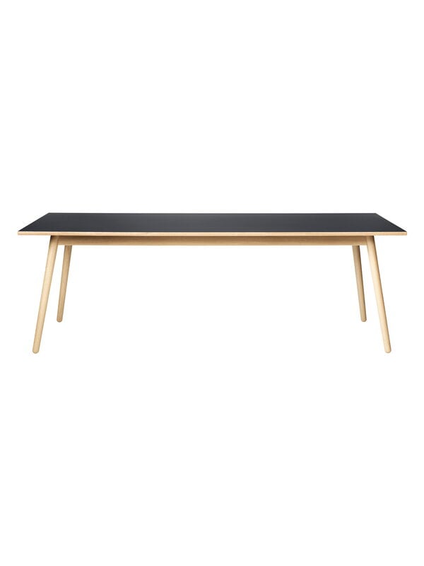 Dining tables, C35C dining table, 220 x 95 cm, oak - black linoleum, Black