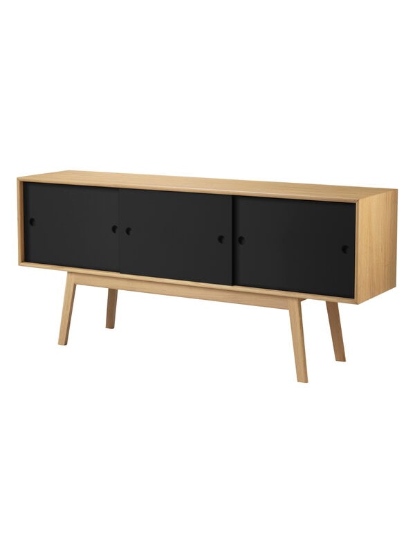 Cassettiere e credenze, Credenza A85 Butler, rovere - nero, Nero