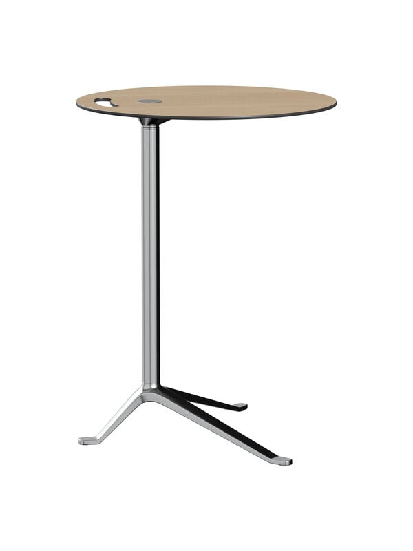 Side & end tables, Little Friend KS12 side table, mirror polished aluminum - oak, Silver