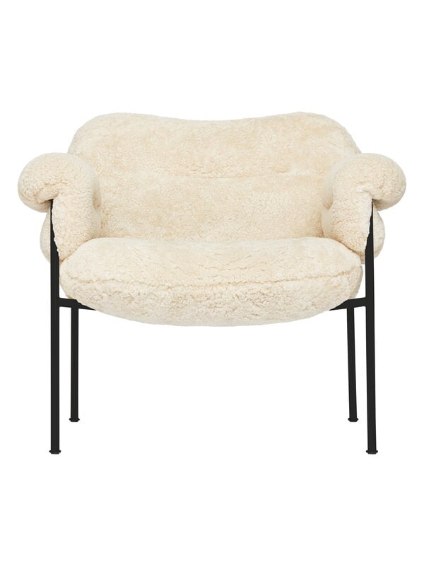 Armchairs & lounge chairs, Bollo lounge chair, Mohawi sheepskin - black, White