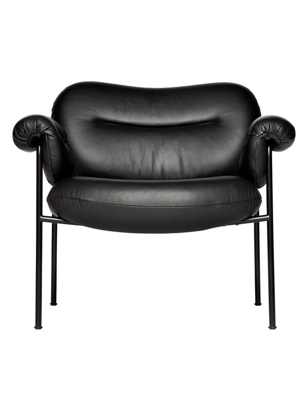 Armchairs & lounge chairs, Bollo lounge chair, black leather - black, Black
