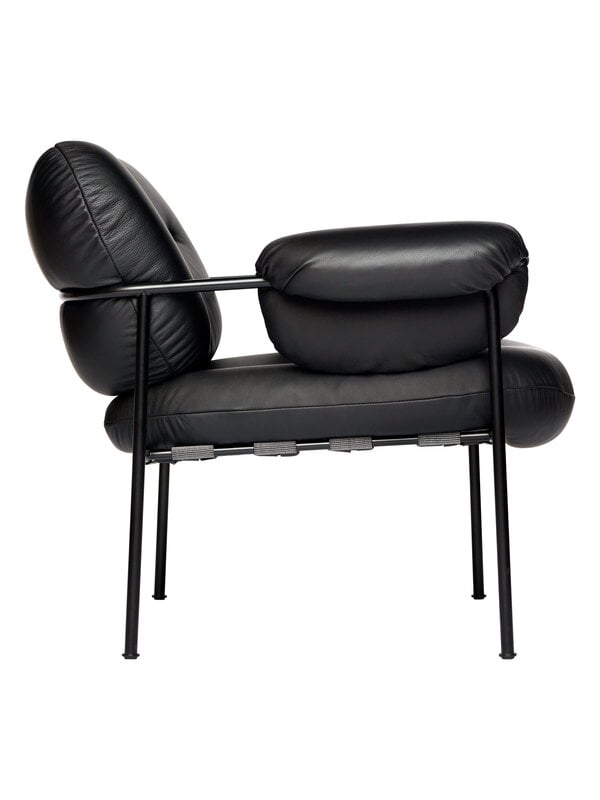 Armchairs & lounge chairs, Bollo lounge chair, black leather - black, Black