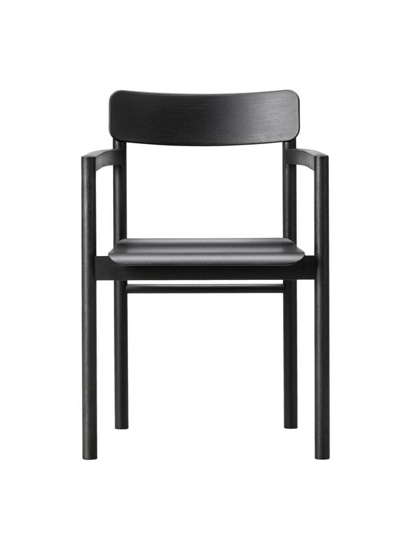 Dining chairs, Post armchair, black lacquered oak, Black