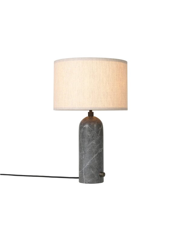 Illuminazione, Lampada da tavolo Gravity, piccola, marmo grigio - tela, Grigio