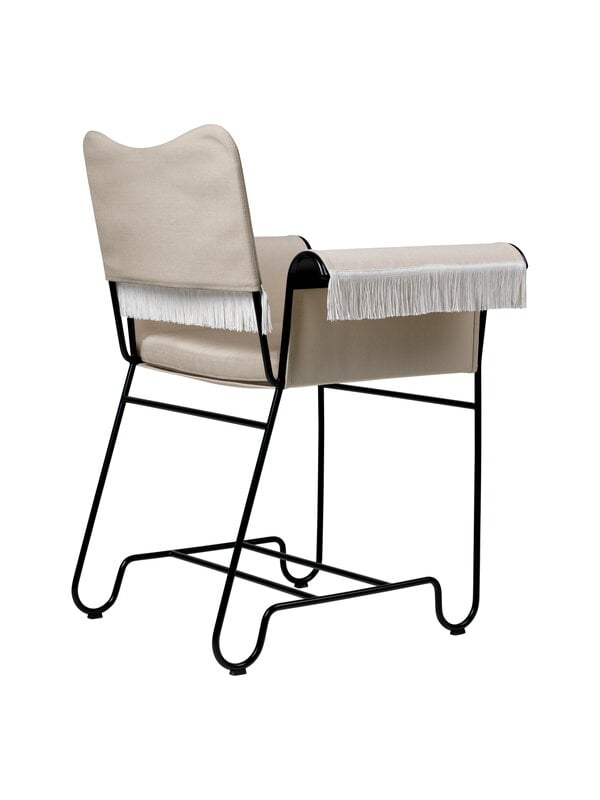 Chaises de jardin, Chaise Tropique avec franges, noir classique - Leslie 12, Blanc