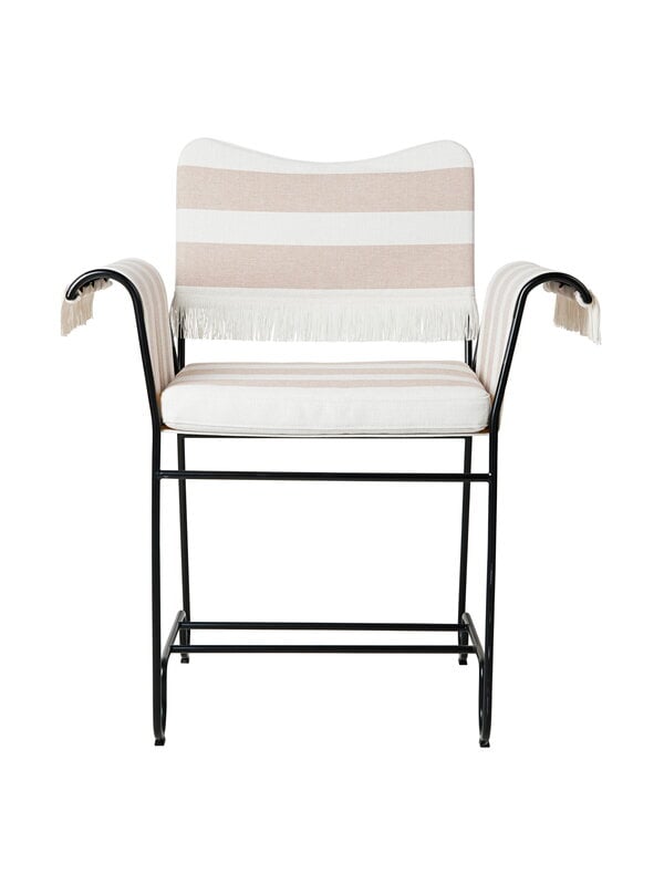 Sedie da patio, Sedia con frange Tropique, nero classico - Leslie Stripe 40, Bianco