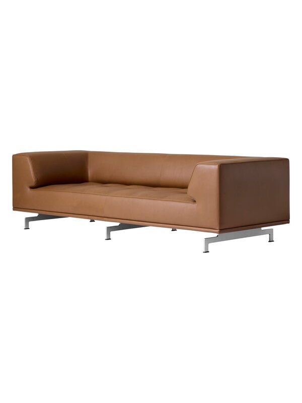 Sohvat, Delphi 2-istuttava sohva, harj. alumiini - ruskea nahka Max 91, Ruskea