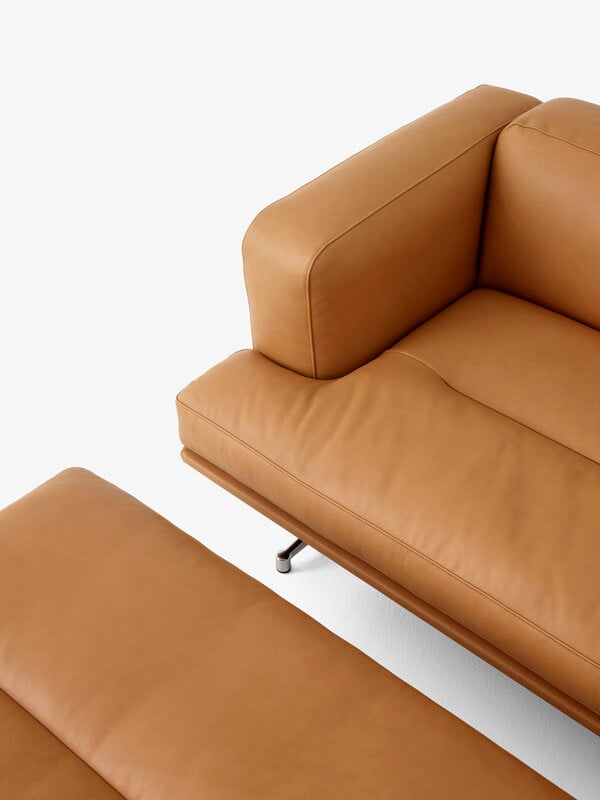 Sofas, 3-Sitzer Sofa Inland AV23, pol. Aluminium - edles Leder cognac, Braun