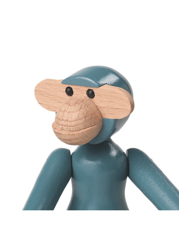 Figurines, Wooden monkey, mini, vintage blue