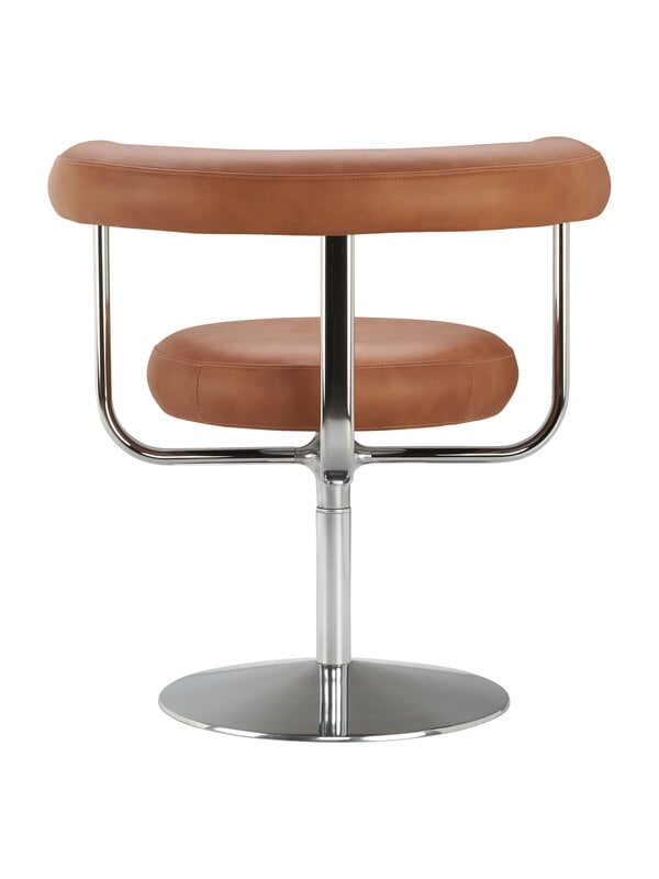 Dining chairs, Polar L1001P chair, chrome - brown leather Challenger 046, Brown