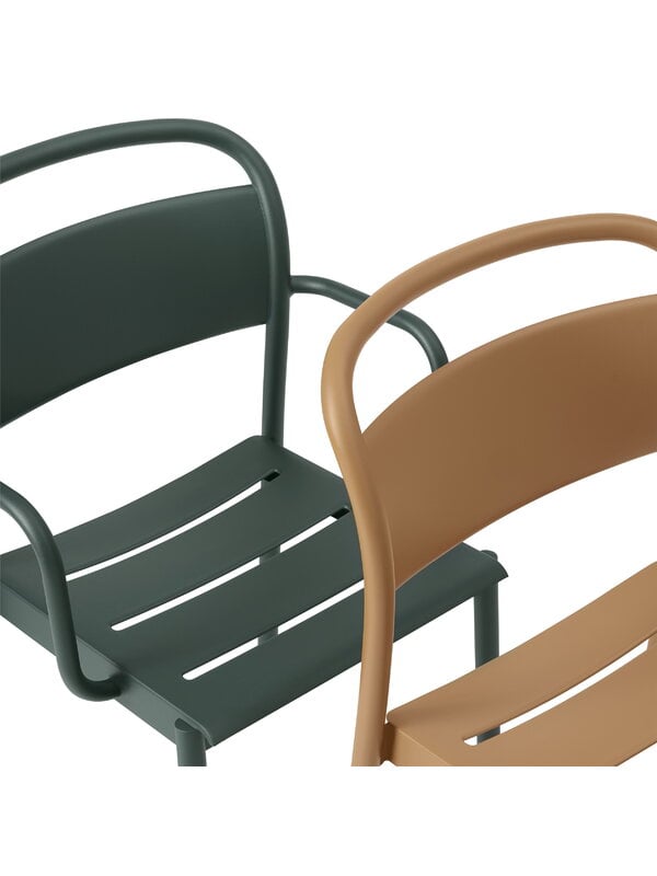 Terassituolit, Linear Steel käsinojallinen tuoli, tummanvihreä, Vihreä