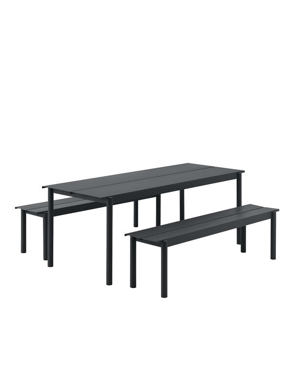 Patio tables, Linear Steel table 200 x 75 cm, black, Black