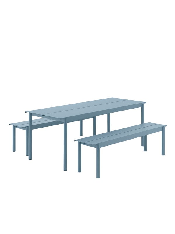 Outdoor benches, Linear Steel bench, 170 cm, pale blue, Light blue