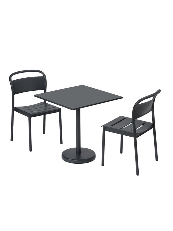 Terassipöydät, Linear Steel Café pöytä, 70 x 70 cm, musta, Musta