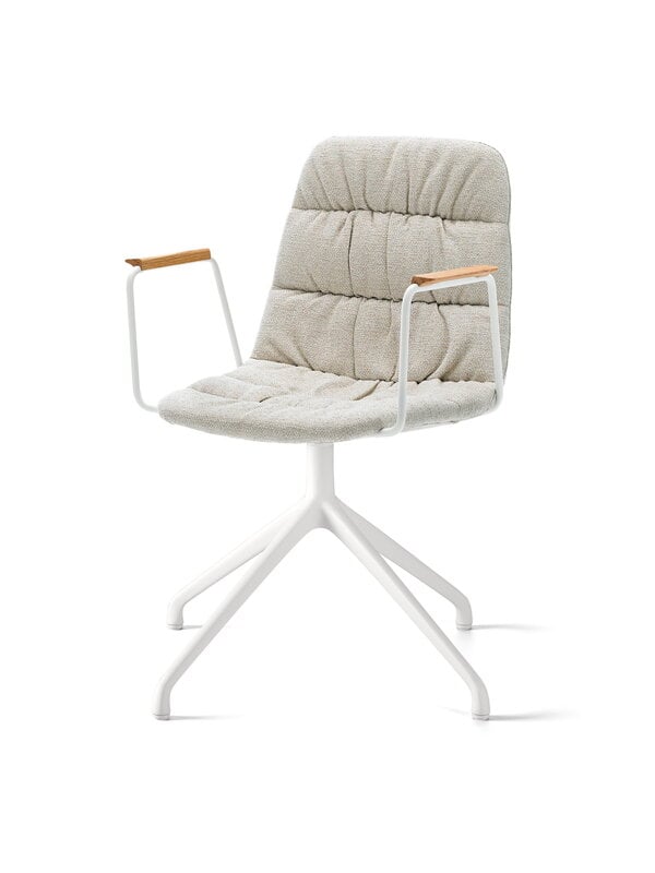 Office chairs, Maarten armchair, pyramid swivel base, white- Gaudi 05- matt oak, White