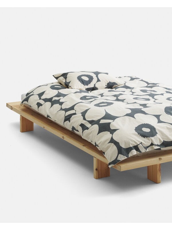 Housses de couette, Housse de couette Unikko, 240 x 220 cm, anthracite - blanc cassé, Blanc