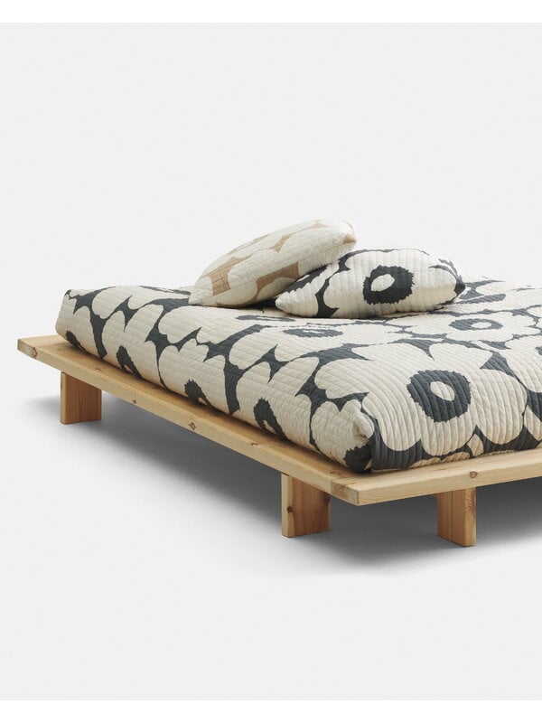 Bedspreads, Unikko bed cover, 160 x 260 cm, charcoal - off-white, White