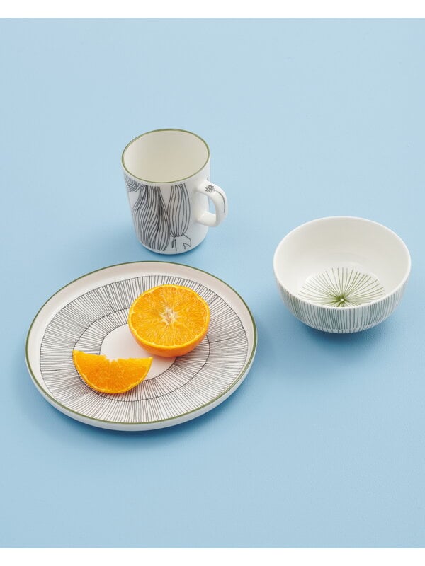 Marimekko Oiva - Kukat Puhkeavat bowl, 0,3 L, white - forest green