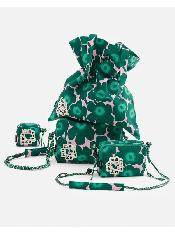 Marimekko Metka Mini Unikko Kioski shoulder bag, dark green - pink