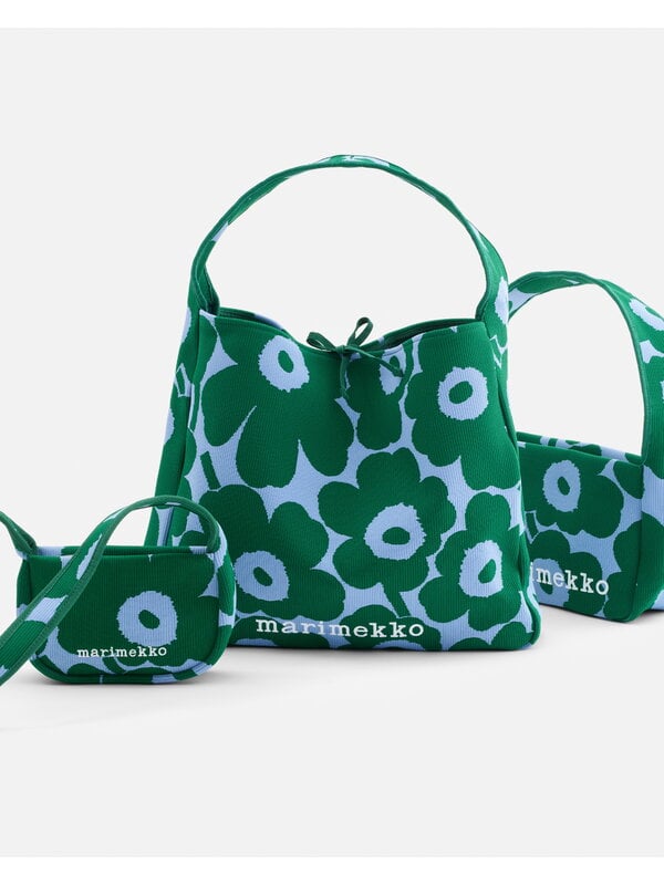 Marimekko Knitted Bag Large Unikko bag, dark green - blue
