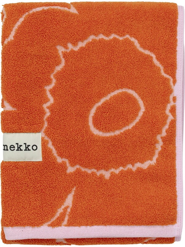 Hand towels, Piirto Unikko hand towel, 50 x 100 cm, burnt orange - light pink, Orange