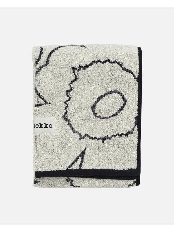 Handtücher, Handtuch Piirto Unikko, 50 x 100 cm, elfenbein - schwarz, Weiß