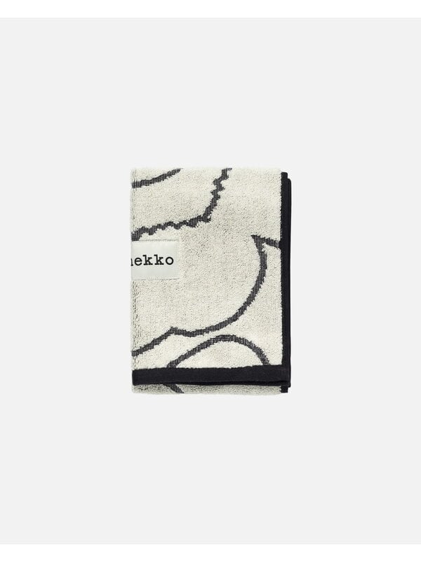Asciugamani, Asciugamano ospite Piirto Unikko, 30 x 50 cm, avorio - nero, Bianco