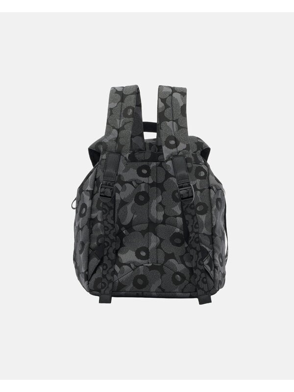 Marimekko Zip Top Backpack Unikko, black | Finnish Design Shop