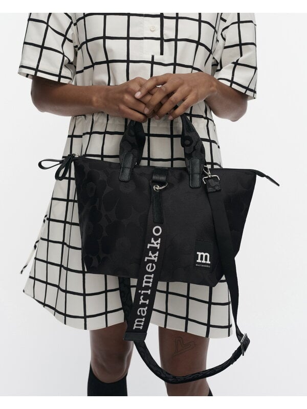 Marimekko Knitted Bag Large Unikko bag, black - off-white