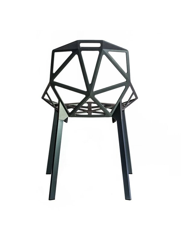 Sedie da pranzo, Sedia Chair_One, alluminio verniciato verde grigio, Verde