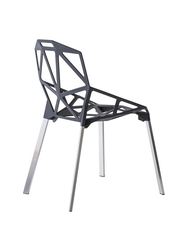 Sedie da pranzo, Sedia Chair_One, antracite - gambe in alluminio lucidato, Grigio