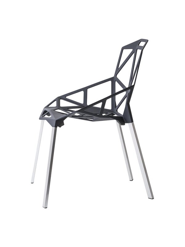 Dining chairs, Chair_One, anthracite - polished aluminium legs, Gray