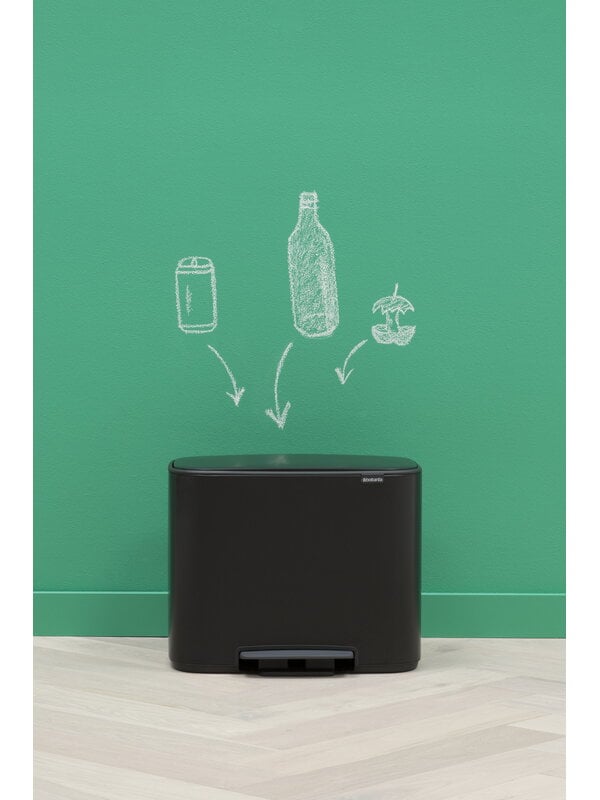 Waste bins, Bo Pedal Bin 11 + 23 L, matt black, Black