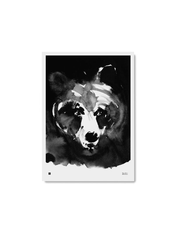 Poster, Mysterious Bear Poster, 50 x 70 cm, Schwarz & weiß