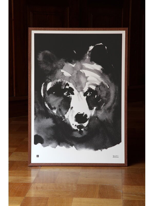 Poster, Mysterious Bear Poster, 50 x 70 cm, Schwarz & weiß