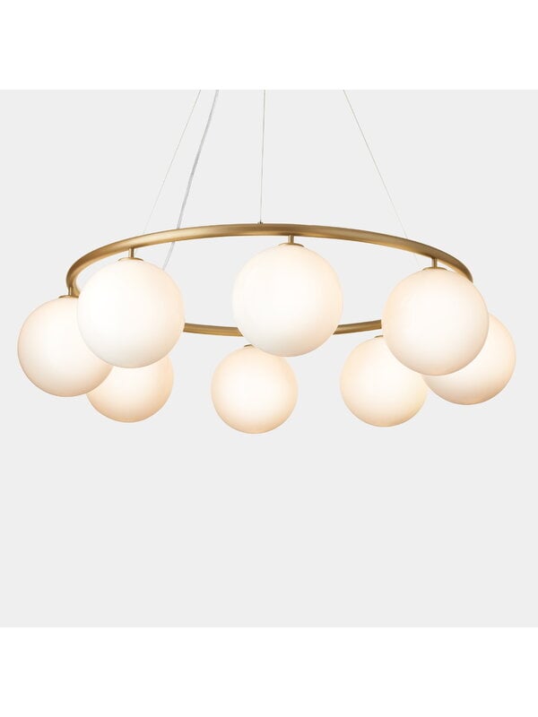 Pendant lamps, Miira 8 Circular pendant, brass - opal white, White